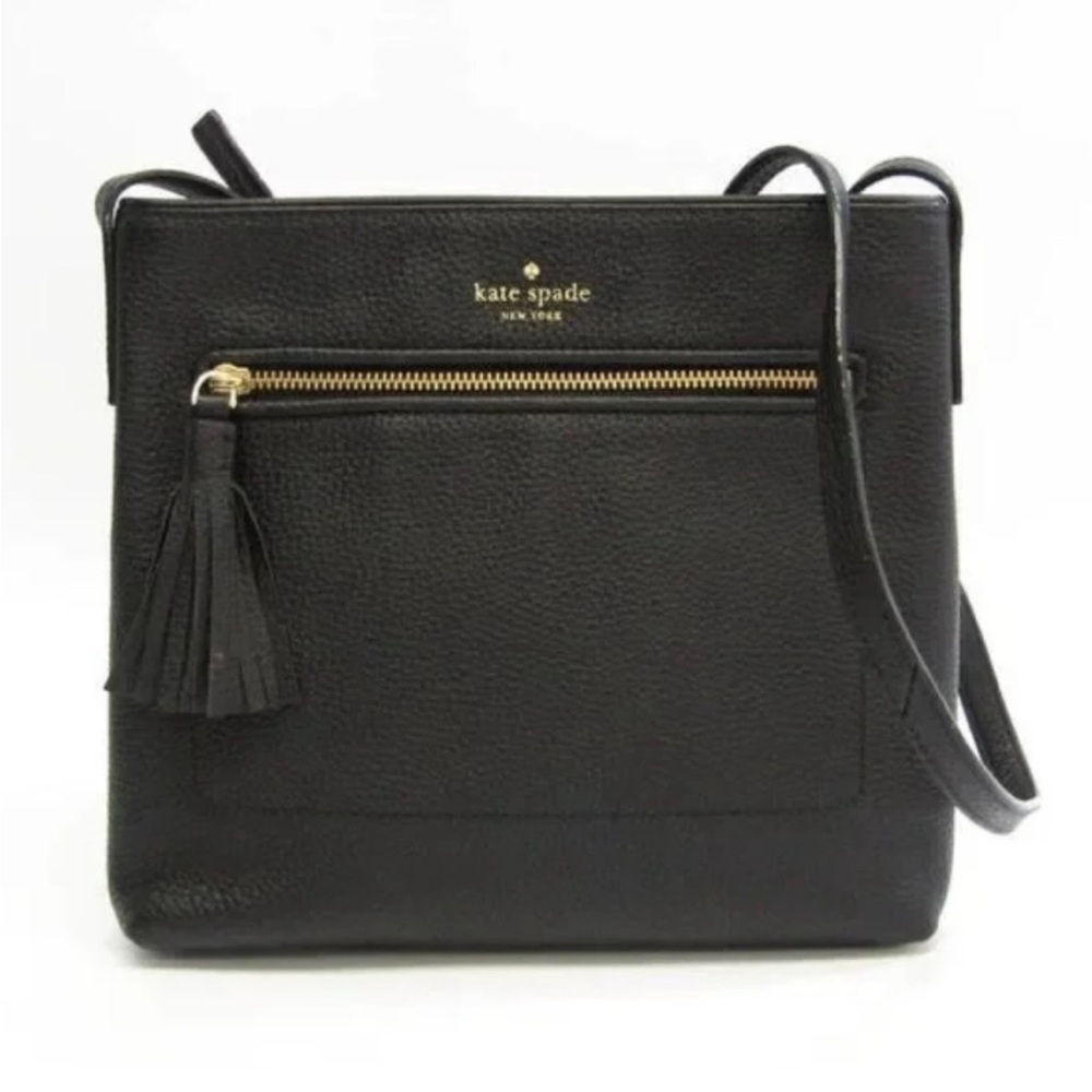 Kate Spade Chester Street Dessi Black Pebbled Leather/ Crossbody Bag with Tassel